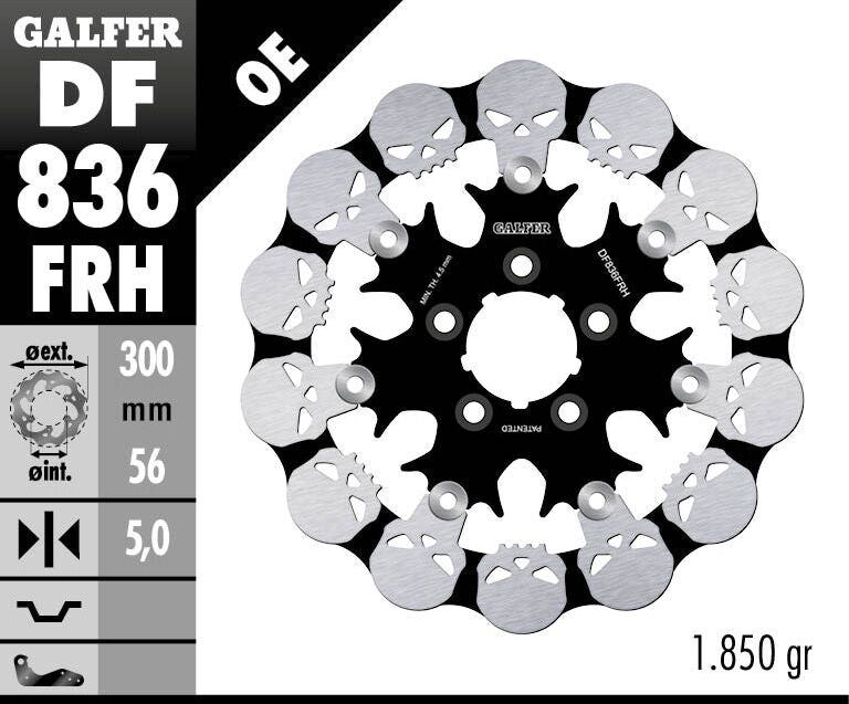 GALFER BRAKE ROTOR FLOATING SKULL DF836FRH