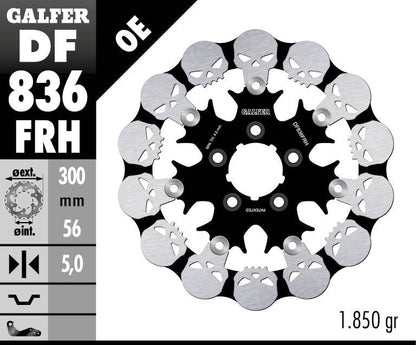 GALFER BRAKE ROTOR FLOATING SKULL DF836FRH