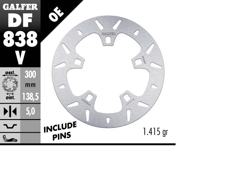GALFER BRAKE ROTOR FIXED ROUND DF838V