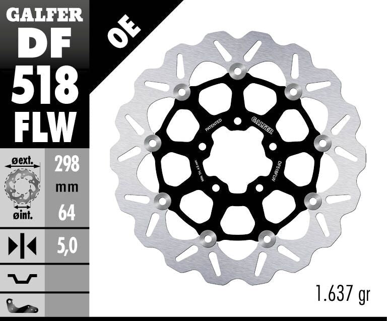 GALFER BRAKE ROTOR FLOATING WAVE DF518FLW