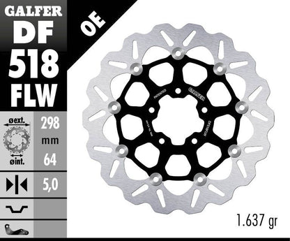 GALFER BRAKE ROTOR FLOATING WAVE DF518FLW