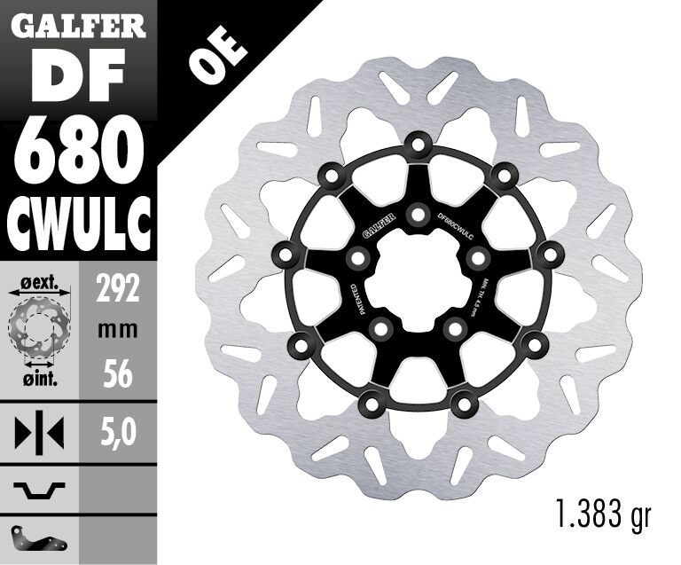 GALFER BRAKE DISC FLOAT WAVE BLACK CO DF680CWULC