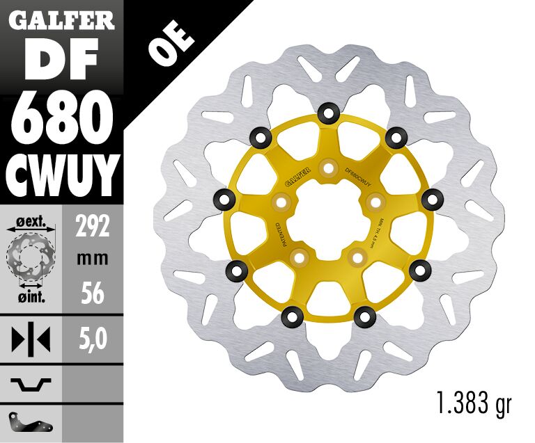GALFER BRAKE ROTOR FLOATING WAVE GOLD DF680CWUY