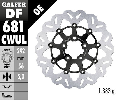 GALFER BRAKE ROTOR FLOATING WAVE BLACK DF681CWUL