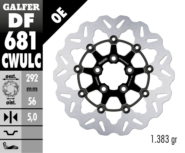 GALFER BRAKE ROTOR FLOATING WAVE BLACK DF681CWULC