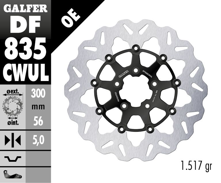 GALFER BRAKE ROTOR FLOATING WAVE BLACK DF835CWUL
