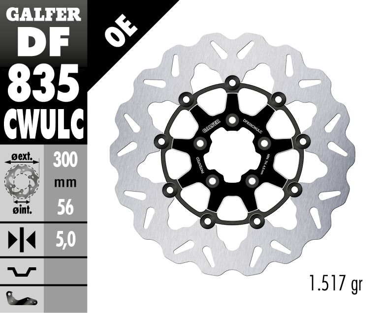 GALFER BRAKE ROTOR FLOATING WAVE BLACK DF835CWULC