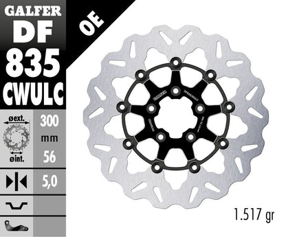 GALFER BRAKE ROTOR FLOATING WAVE BLACK DF835CWULC