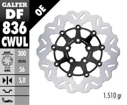 GALFER BRAKE ROTOR FLOATING WAVE BLACK DF836CWUL