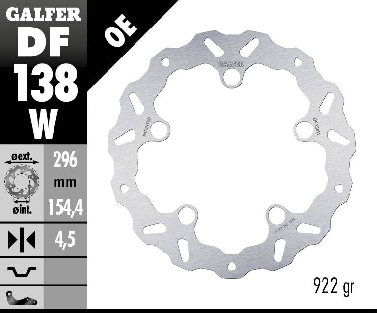 GALFER BRAKE ROTOR FIXED WAVE DF138W