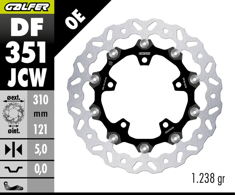 GALFER BRAKE ROTOR FLOATECH WAVE DF351JCW