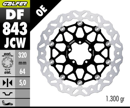 GALFER BRAKE ROTOR FLOATECH WAVE DF843JCW