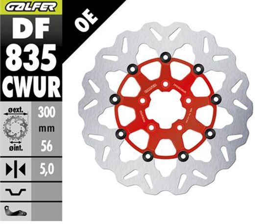 GALFER BRAKE DISC FLOAT WAVE RED DF835CWUR