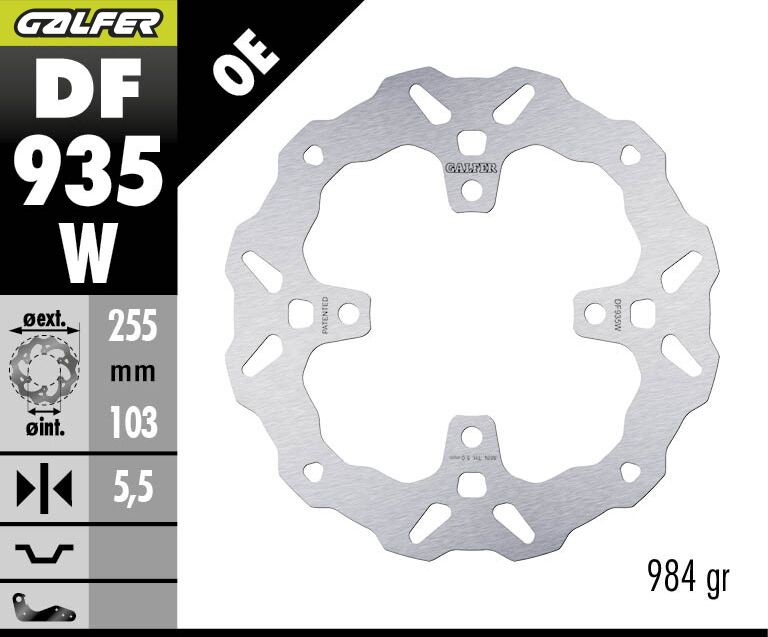 GALFER BRAKE DISC FIXED WAVE RR DF935W