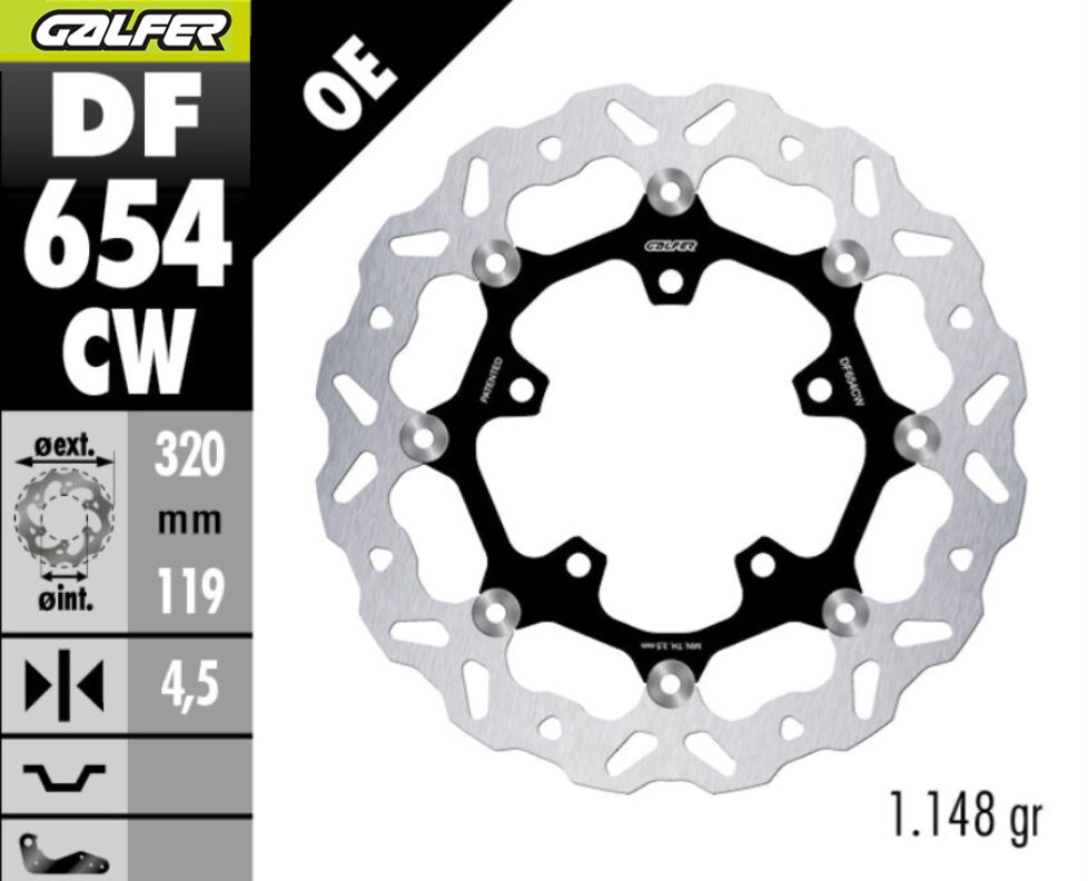 GALFER BRAKE ROTOR FLOATING WAVE DF654CW