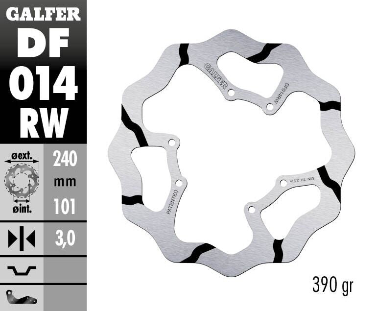 GALFER BRAKE DISC FIXED WAVE GROOVED DF014RW