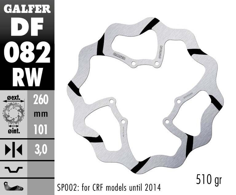 GALFER BRAKE ROTOR FIXED WAVE GROOVED OVERSIZE DF082RW