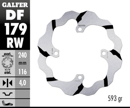 GALFER BRAKE ROTOR FIXED WAVE GROOVED 240MM DF179RW