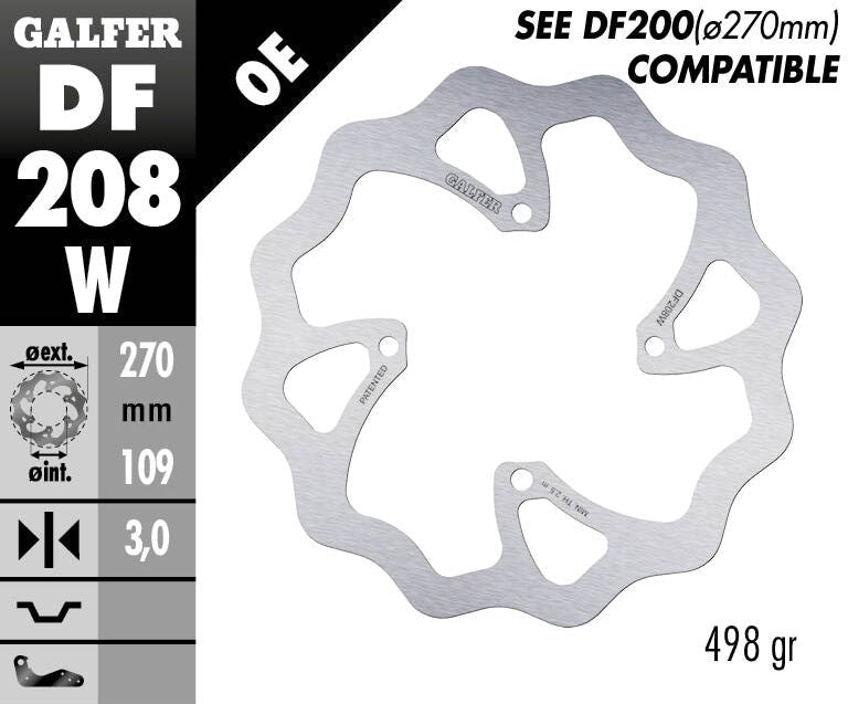 GALFER BRAKE DISC FIXED WAVE 270MM DF208W