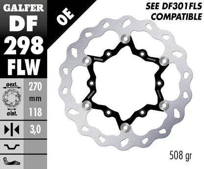 GALFER BRAKE ROTOR FLOATING WAVE STEEL CENTER DF298FLW