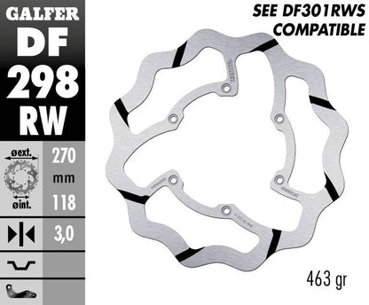 GALFER BRAKE DISC FIXED WAVE GROOVED DF298RW