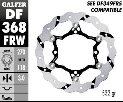 GALFER BRAKE ROTOR FLOATING WAVE GROOVED DF368FRW