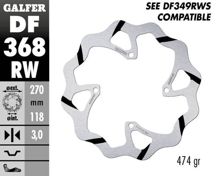 GALFER BRAKE ROTOR FIXED WAVE GROOVED 270MM DF368RW