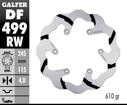 GALFER BRAKE ROTOR FIXED WAVE GROOVED 245MM DF499RW