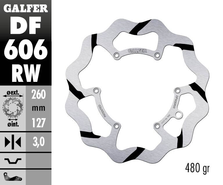 GALFER BRAKE ROTOR FIXED WAVE GROOVED 260MM DF606RW