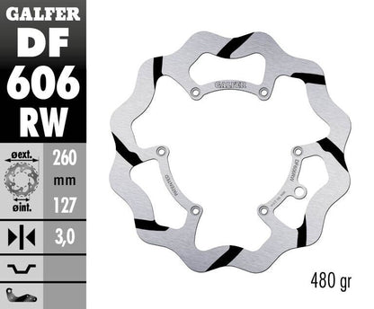 GALFER BRAKE ROTOR FIXED WAVE GROOVED 260MM DF606RW