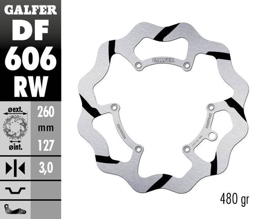 GALFER Brake Rotor Fixed WAVE Grooved 260MM DF606RW