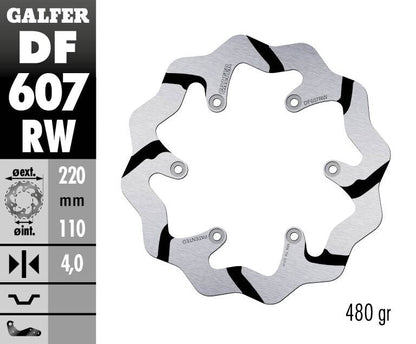 GALFER BRAKE ROTOR FIXED WAVE GROOVED 220MM DF607RW