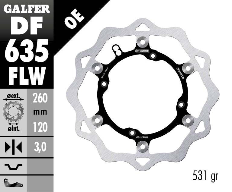 GALFER BRAKE ROTOR FLOATING WAVE STEEL CENTER DF635FLW
