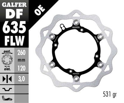 GALFER BRAKE ROTOR FLOATING WAVE STEEL CENTER DF635FLW