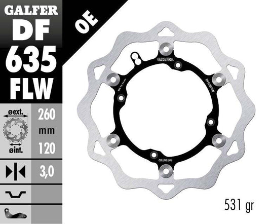 GALFER Brake Rotor Floating WAVE Steel Center DF635FLW