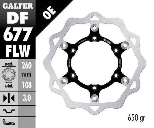 GALFER Brake Rotor Floating WAVE Steel Center DF677FLW