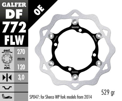 GALFER BRAKE ROTOR FLOATING WAVE STEEL CENTER DF772FLW