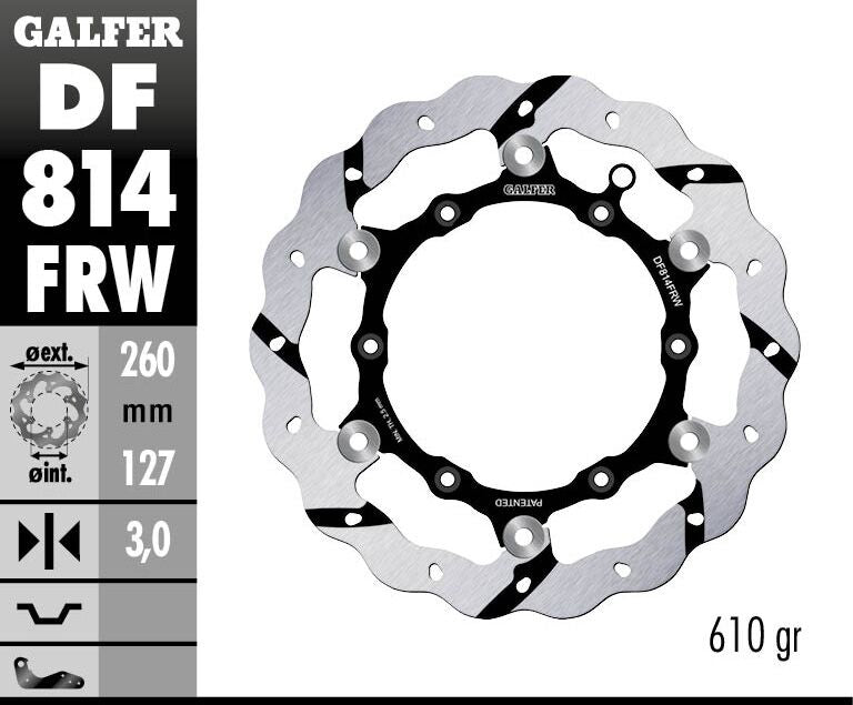 GALFER BRAKE ROTOR FLOATING WAVE GROOVED DF814FRW