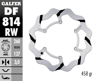 GALFER BRAKE ROTOR FIXED WAVE GROOVED 260MM DF814RW