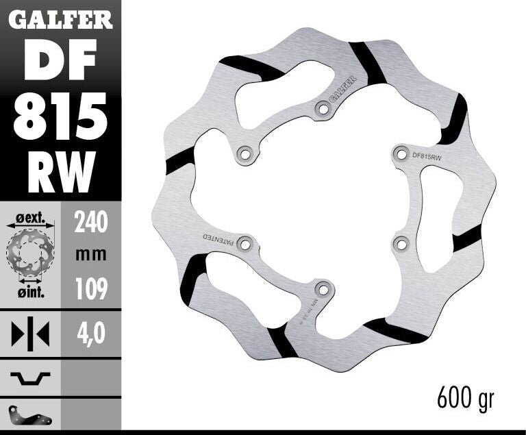 GALFER BRAKE ROTOR FIXED WAVE GROOVED 240MM DF815RW