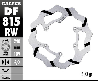 GALFER BRAKE ROTOR FIXED WAVE GROOVED 240MM DF815RW