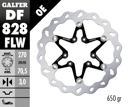 GALFER BRAKE ROTOR FLOATING WAVE STEEL CENTER DF828FLW