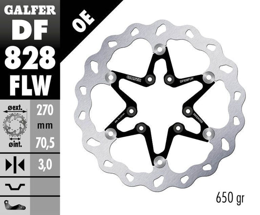 GALFER Brake Rotor Floating WAVE Steel Center DF828FLW