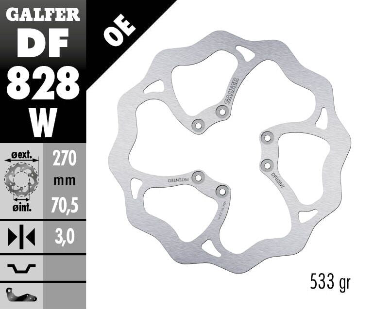 GALFER BRAKE ROTOR FIXED WAVE DF828W