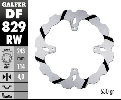 GALFER BRAKE ROTOR FIXED WAVE GROOVED 243MM DF829RW