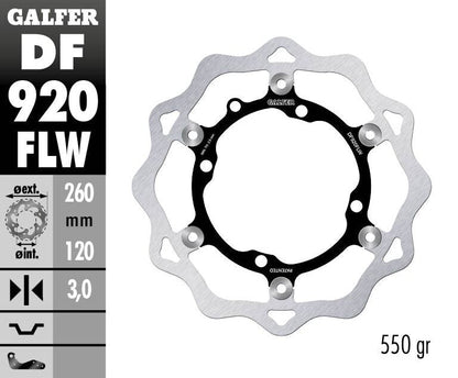 GALFER BRAKE ROTOR FLOATING WAVE STEEL CENTER DF920FLW