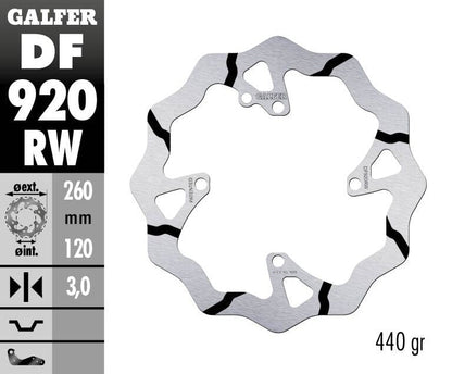GALFER BRAKE DISC FIXED WAVE GROOVED DF920RW