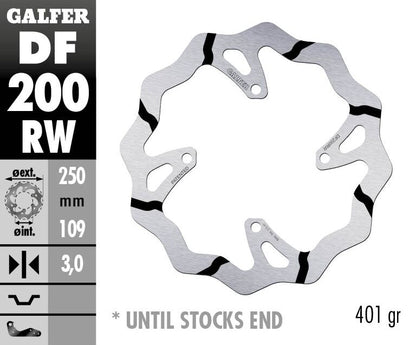 GALFER BRAKE ROTOR FIXED WAVE GROOVED 250MM DF200RW