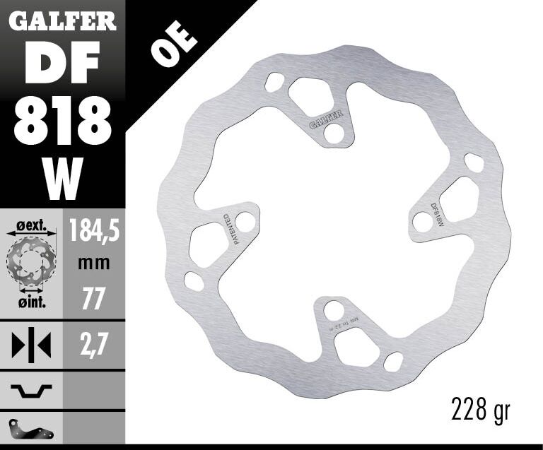 GALFER BRAKE ROTOR FIXED WAVE DF818W
