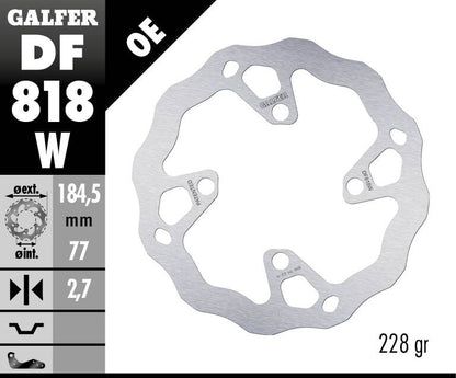 GALFER BRAKE ROTOR FIXED WAVE DF818W